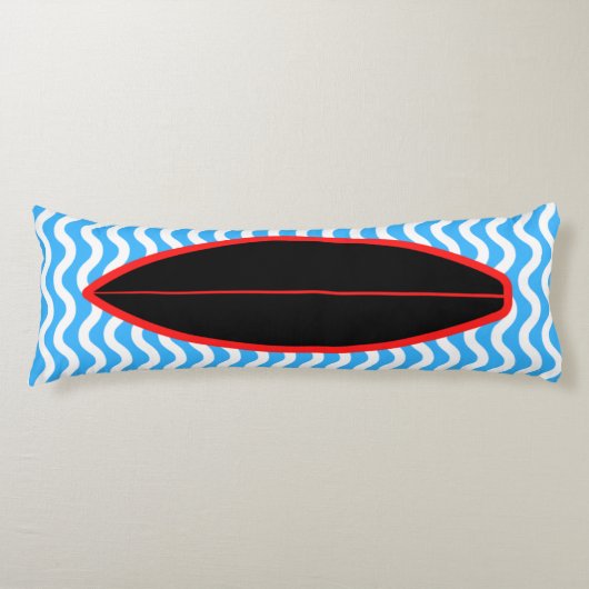 Coussins Longs Détendez-vous Black Blue Waves Surf Body Oreiller (Devant)