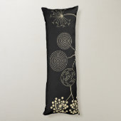 Coussins Longs `Diffusion de l'amour' Fleurs Abstraites noires do (Dos (Vertical))