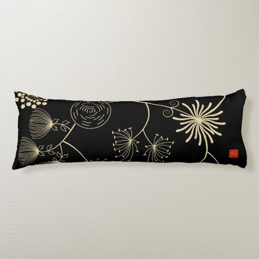 Coussins Longs `Diffusion de l'amour' Fleurs Abstraites noires do (Devant)