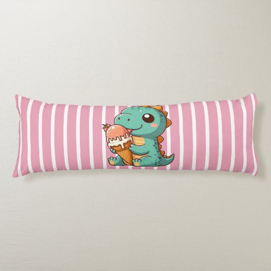 Coussins Longs Dino mignonne de glace mangeur (Devant)
