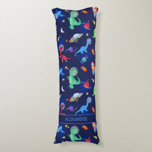 Coussins Longs Dinosaures astronautes aquarelle dans l'espace ble