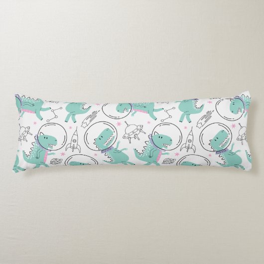 Coussins Longs Dinosaures de l'espace, Dinosaures mignons, Navire (Devant)