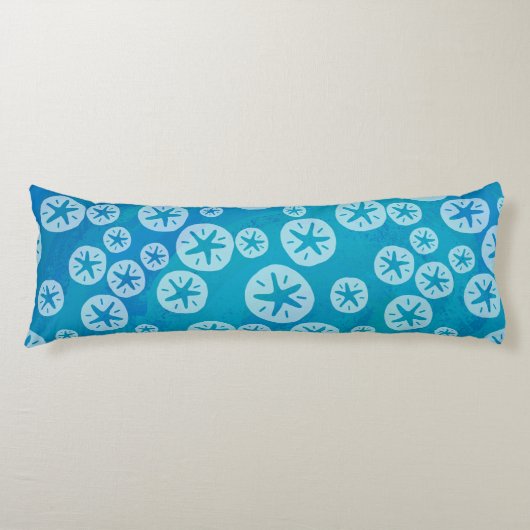 Coussins Longs Dollar de sable blanc et Motif bleu (Devant)