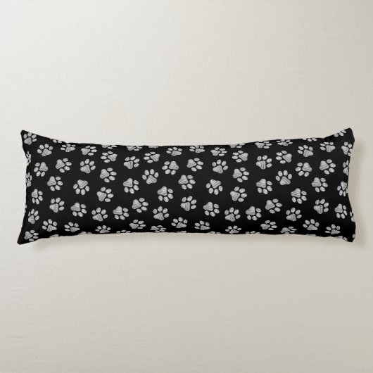 Coussins Longs Doodle Paws, pattes de chien, pattes blanches (Devant)