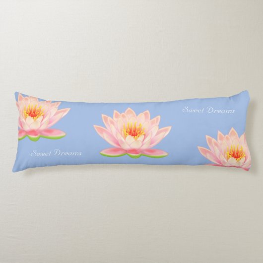 Coussins Longs Douces rêves fleurs de lotus sur fond bleu clair (Devant)