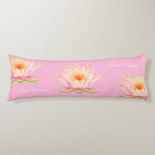 Coussins Longs Douces rêves fleurs de lotus sur fond rose clair