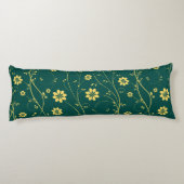 Coussins Longs Doux Jaune et Vert Délicieuse Motif Floral (Dos)