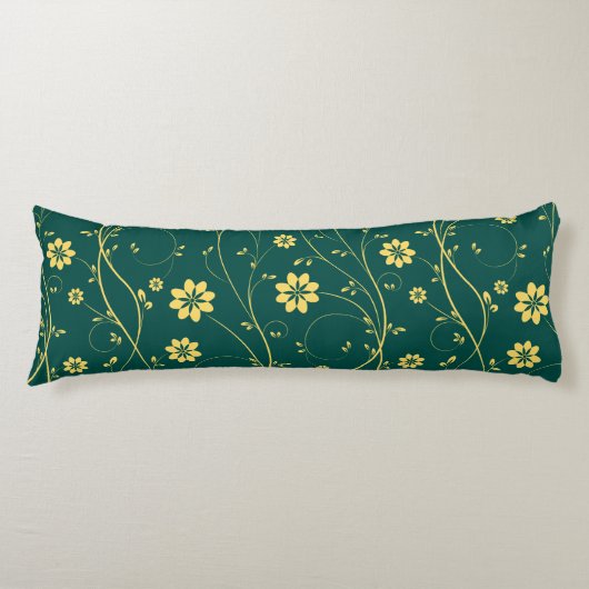 Coussins Longs Doux Jaune et Vert Délicieuse Motif Floral (Devant)