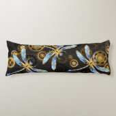 Coussins Longs Dragonflies de Steampunk sur arrière - plan rayé b (Devant)