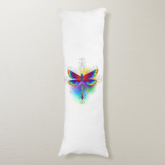 Coussins Longs Dragonfly en arc-en-ciel (Devant (Vertical))