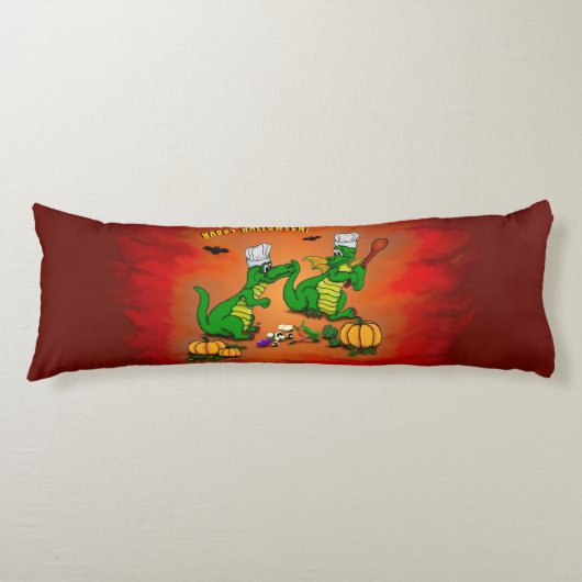 Coussins Longs Dragons - Joyeux Halloween ! Aujourd'hui je vais c (Devant)