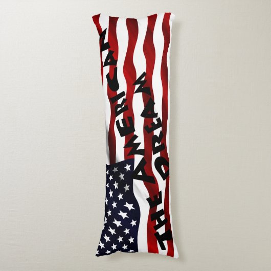 Coussins Longs Drapeau américain avec texte (Devant (Vertical))