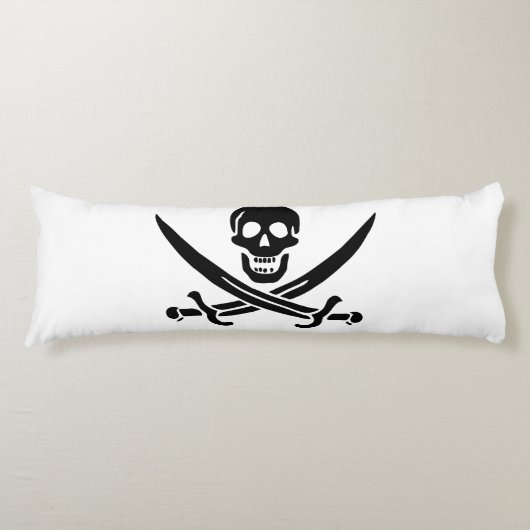 Coussins Longs Drapeau pirate crâne épées croisées (Devant)