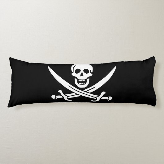 Coussins Longs Drapeau pirate crâne épées croisées (Devant)