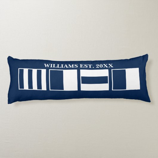 Coussins Longs Drapeaux marins décor de lit bleu marine (Dos)