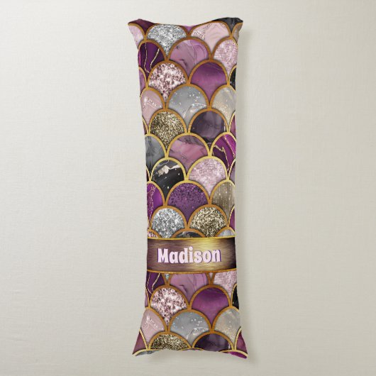 Coussins Longs Échelles mignonnes en or rose violet (Devant (Vertical))