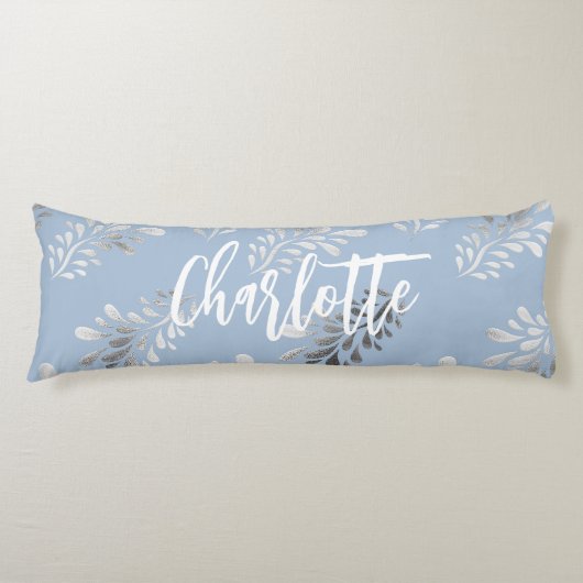 Coussins Longs Écriture de nom botanique du feuillage argenté ble (Devant)