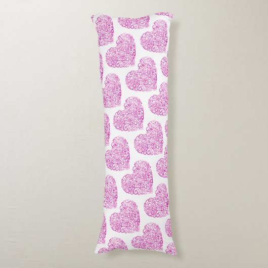 Coussins Longs Écriture spirale coeur rose pour la Saint Valentin (Devant (Vertical))
