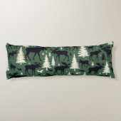 Coussins Longs Élan Cosy et Pins Forêt Verte (Dos)