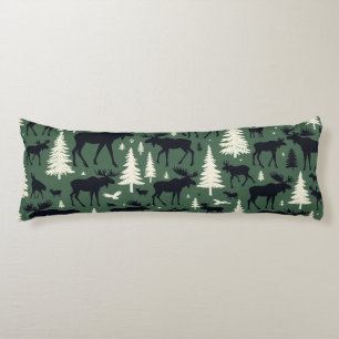Coussins Longs Élan Cosy et Pins Forêt Verte