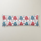 Coussins Longs Elégant arbre de Noël scandinave bleu rouge (Dos)