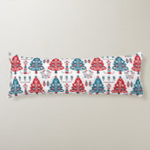 Coussins Longs Elégant arbre de Noël scandinave bleu rouge (Devant)