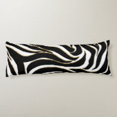 Coussins Longs Elégant Black Gold Zebra Poster de animal blanc (Dos)