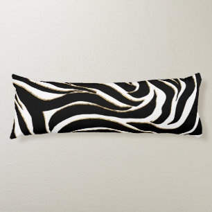 Coussins Longs Elégant Black Gold Zebra Poster de animal blanc