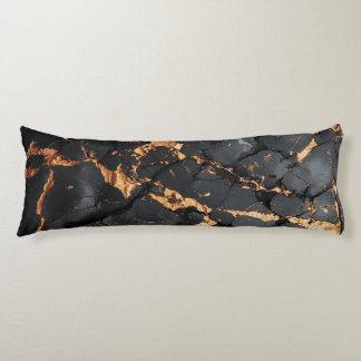 Coussins Longs Elegant Black Marble with Gold Veins Modern Art
