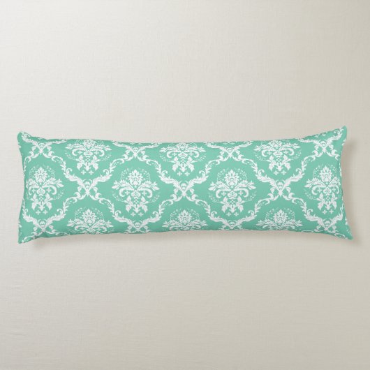 Coussins Longs Elégant blanc dentelle florale sur Mint-Green (Dos)