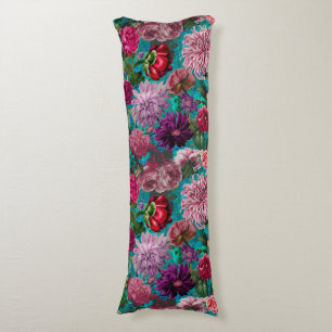 Coussins Longs Elégant bleu aqua Vintage monogramme floral