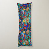 Coussins Longs Élégant bleu Floral patron monogramme (Dos (Vertical))