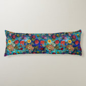 Coussins Longs Élégant bleu Floral patron monogramme (Devant)