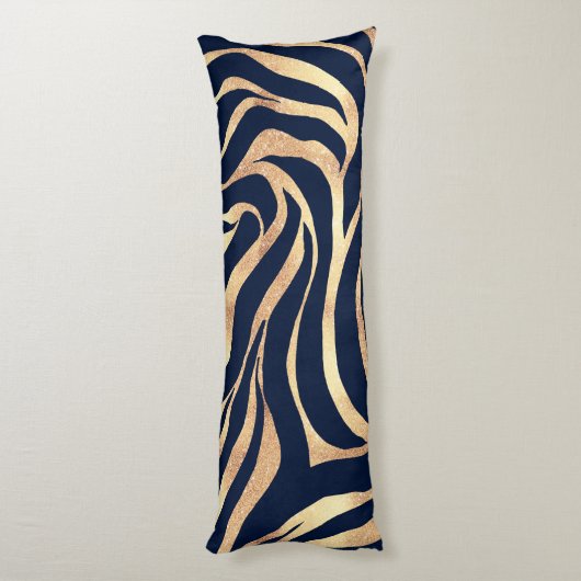 Coussins Longs Elégant bleu marine Gold Zebra Imprimer (Dos (Vertical))
