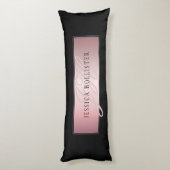 Coussins Longs Elégant Blush Faux Rose Gold | Nom et initiales (Dos (Vertical))