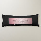 Coussins Longs Elégant Blush Faux Rose Gold | Nom et initiales (Dos)