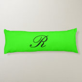 Coussins Longs Élégant couleur solide vert néon initial monogramm (Dos)