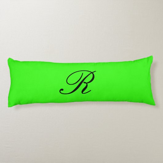 Coussins Longs Élégant couleur solide vert néon initial monogramm (Dos)