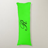 Coussins Longs Élégant couleur solide vert néon initial monogramm (Devant (Vertical))