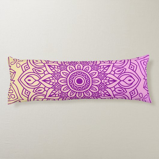 Coussins Longs Élégant Dégradé Purple Peach Motif Mandala (Dos)