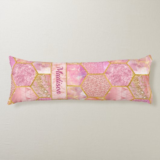 Coussins Longs Elégant faux Parties scintillant rose or géométriq (Devant)