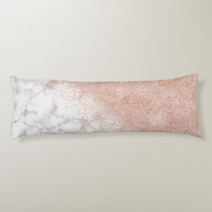 Coussins Longs Élégant faux rose en or confetti image en marbre