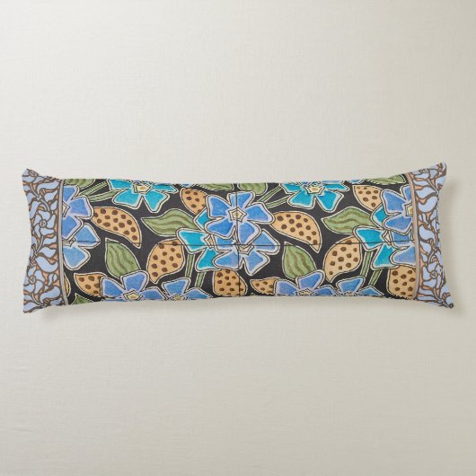 Coussins Longs Élégant Fleur Bleu Périwinkle Floral Classic (Dos)