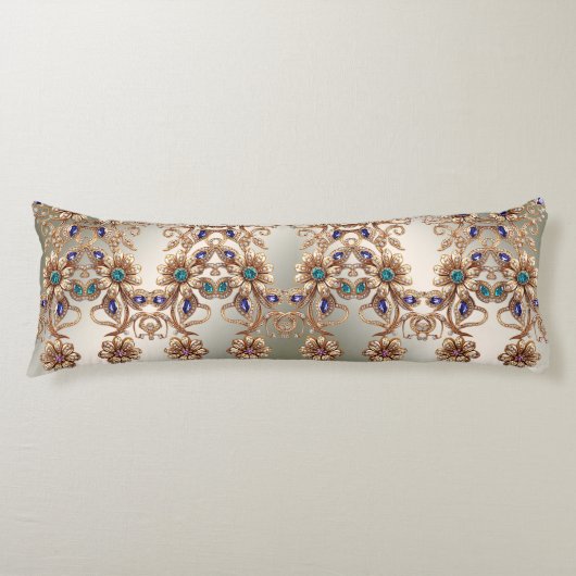 Coussins Longs Elegant Gold Jewel Flowers Body Pillow (Devant)