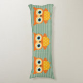 Coussins Longs Élégant jaune hiboux vert lignes enfants (Devant (Vertical))
