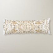 Coussins Longs Elégant Mandala Blanc & Or Dessiné À La Main (Dos)