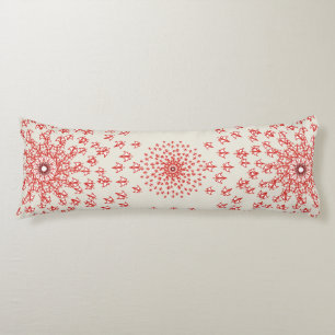 Coussins Longs Élégant Mandala Géométrique Rouge Textile de Lit &