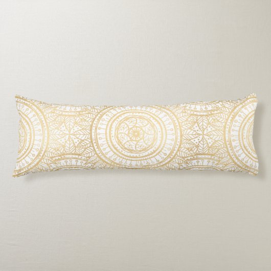 Coussins Longs Élégant Motif blanc de tournesol Mandala Gold (Devant)