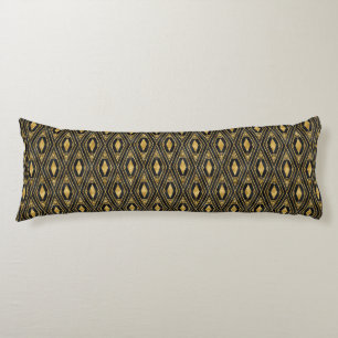 Coussins Longs élégant motif carrelé en or noir