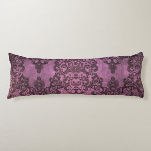 Coussins Longs Élégant motif damassé violet rustique en détresse